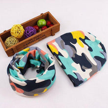 Load image into Gallery viewer, Modern Children Hat Scarf Set Camouflage Print Cotton Baby Beanie Collar for Baby Boy/Girl Cap Kids Warm Hats Scarves Design
