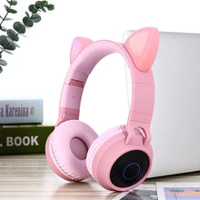 Load image into Gallery viewer, STEVVEX New Luxury Interesting LED Cat Ear Noise Cancelling Headphones Bluetooth 5.0  For Young People and  Kids Headset Support TF Card 3.5mm Plug With Mic
