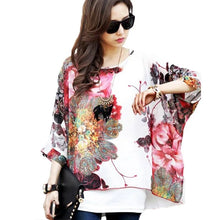 Load image into Gallery viewer, Chiffon Tops Novelty 2021 Ladies Floral Print Casual Loose Blouses Shirts Plus Size 4XL 5XL 6XL Women&#39;s Summer Tops Blouses
