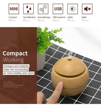 Load image into Gallery viewer, Mini Air Humidifier Ultrasonic USB Aroma Wood Grain LED Night Light  Electric Essential Oil  Diffuser Aromatherapy Home
