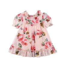 Load image into Gallery viewer, Cute Baby Girls Dress with  Flower Puff Sleeves A -line Dress For Baby Girls for Holiday Party

