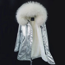 Load image into Gallery viewer, MAOMAOKONG Women&#39;s Jackets Winter Parka Large Natural Real Raccoon Fur Collar Women Winter Coat
