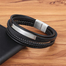 Load image into Gallery viewer, Classic Genuine Leather Bracelet For Men Hand Charm Jewelry Multilayer Magnet Handmade Gift For Cool Boys
