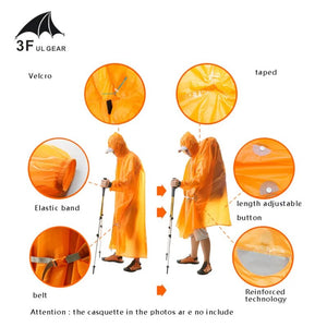 3F UL Gear Single Person Poncho Ultralight Hiking Cycling Raincoat Outdoor Awning Camping  15D Silicone 210T