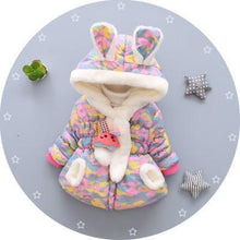 Load image into Gallery viewer, Luxury Newborn Children Plus Cute Hooded Cotton Jacket  Infant Clothing for Baby Girls In Elegant Colorful Design  For Winter
