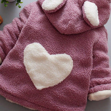 Load image into Gallery viewer, Baby Girls Winter Coats Newborn Baby Thick Velvet Outerwear For  Toddler Hoodies For Girls With Heart Print Design For Girls And Babies
