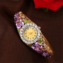 Load image into Gallery viewer, Elegant  Watch Gold Luxury Women Watch Colorful Abstract Enamel Paint Crystal Rhinestone Bangle Wristwatches Bracelet Watch For Women Ladies and Girls
