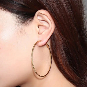 Meaeguet Stainless Steel Elegant Women's Exaggerated Big Circle Hoop Earrings Simple Loop Earring Jewelry Brinco