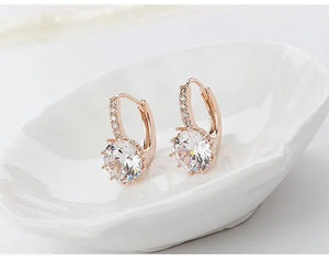 2022 New Arrival Genuine Gold Women's Crystal Stud Earring Holder Ear Cuffs Earrings For Women Femme Pendientes Brinco Ouro Gift