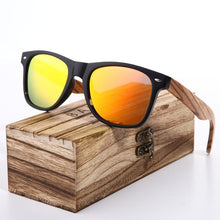 Load image into Gallery viewer, Luxury Handmade Polarized Handmade Bamboo Wood Universal Sunglasses In Zebra Wood Style  Vintage Wooden Frame Male Driving Sun Glasses Shades Gafas With Box and UV400Protection
