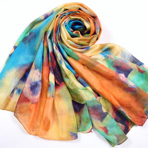 2016 Winter Fashion Women's Scarf Hot Sale Mulberry Silk Scarves Shawl Female Long Silk Scarf Blue and Coffee 180*110cm