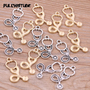 20Pcs Two Color Medicine Syringe Charms Pendants Jewelry Making Stethoscope Charms For DIY Handmade Craft