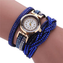 Load image into Gallery viewer, Fashion Casual Gold Quartz Women Rhinestone Watch Braided Leather Bracelet Watch Gift Ladies Wristwatch For Ladies  and Women
