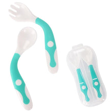 Load image into Gallery viewer, Baby Own Spoon and Fork Set With Travel Safe Case Toddler Babies Children Feeding Training Spoon Easy Grip Heat-Resistant Spoon
