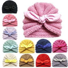 Load image into Gallery viewer, Handmade Knitted Winter Baby Hat for Girls Candy Color Enfant Baby Beanie Turban Hats Newborn Baby Cap
