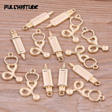 Load image into Gallery viewer, 20Pcs Two Color Medicine Syringe Charms Pendants Jewelry Making Stethoscope Charms For DIY Handmade Craft
