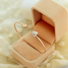 Load image into Gallery viewer, New Fashion Adjustable Stainless Steel Crystal Double Heart Bow Cuff Opening Bracelet For Women Jewelry Gift
