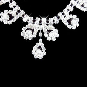 Women's Bridal Romantic Rhinestone Wedding Party Pendant Necklace Earrings Bling Jewelry Set
