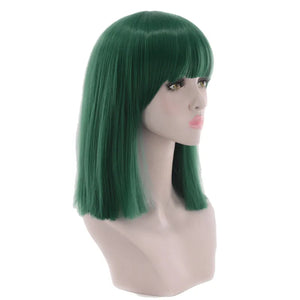 Synthetic Hair Short Wig With Bangs Cosplay Wigs For Women Straight Bob Wig Korean Pink Red Brown Blue Green White Purple Grey