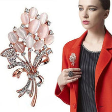 Load image into Gallery viewer, Hot Selling Fashionable Opal Stone Flower Brooch Pin Beautiful Rhinestone Clothes Accessories Women&#39;s Corsage Birthday Gifts
