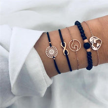 Load image into Gallery viewer, Bohemian Black Beads Chain Bracelets Bangles For Women Fashion Heart Compass Gold Color  Bracelets Sets Luxury Jewelry Gifts
