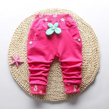 Load image into Gallery viewer, New Spring 100% cotton High-quality Cute Butterfly Embroidery Pattern Baby Girls Pants For 0-3 year Baby Girl
