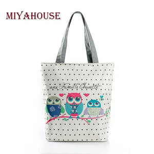 Floral And Owl Printed  Women's Casual Tote Female Daily Use Female Shopping Bag Ladies Single Shoulder Handbag Simple Beach Bag