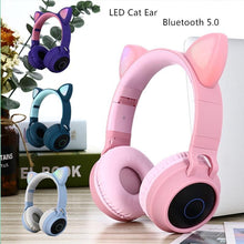 Load image into Gallery viewer, STEVVEX New Luxury Interesting LED Cat Ear Noise Cancelling Headphones Bluetooth 5.0  For Young People and  Kids Headset Support TF Card 3.5mm Plug With Mic
