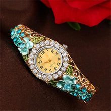 Load image into Gallery viewer, Elegant  Watch Gold Luxury Women Watch Colorful Abstract Enamel Paint Crystal Rhinestone Bangle Wristwatches Bracelet Watch For Women Ladies and Girls
