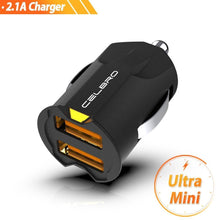 Load image into Gallery viewer, Mini USB Car Charger Adapter 2A Mobile Phone Dual USB Car-charger Stylish Design Two Charging Ports Car Gadgets
