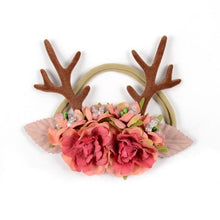 Load image into Gallery viewer, Luxury Christmas Antler Baby Girl Headbands Hair Accessories Xmas Deer Ear Flower Crown Hairband for Newborn Baby
