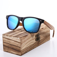 Load image into Gallery viewer, Luxury Handmade Polarized Handmade Bamboo Wood Universal Sunglasses In Zebra Wood Style  Vintage Wooden Frame Male Driving Sun Glasses Shades Gafas With Box and UV400Protection
