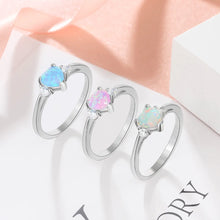 Load image into Gallery viewer, Classic Eternal Heart Rings Silver Color Blue Pink White Opal Women&#39;s Ring Engagement Finger Ring Fashion Jewelry for Women
