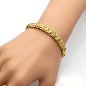 New Arrival Fashion Cuff Bangles Jewelry Women's Stainless Steel Weave Simple Style Gold Colour Bracelets For Women Jewelry