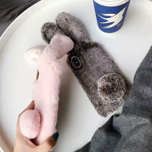 Load image into Gallery viewer, Cute Stuffed Plush Fluffy Case For iPhone 13 12 11 Pro XS Max X XR 12Mini Rabbit Ears Furry fluffy Fur Plush Warm Cover for iPhone 6 6S 7 8 Plus Phone Case
