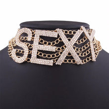 Load image into Gallery viewer, Rhinestone Choker Necklace Luxury Fashion Crystal Jewellery Sexy Word Chocker Bling  Glam Sparkly Women&#39;s Jewelry Accessories
