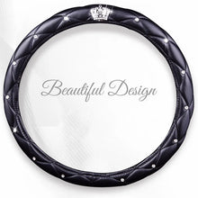 Load image into Gallery viewer, Fashion Women PU Leather Car Steering Wheel Covers Diamond Black Pink Auto Steering-Covers Cases for  Lady Girls Car Accessories
