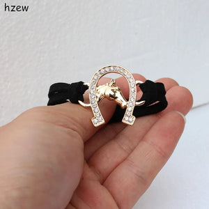 hzew  Women's Fashion Jewelry Horse Bracelets Christmas gift Crystal Horseshoe Bracelet