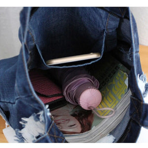 High Quality Shopping Bags Open Pocket Women's Handbags Denim Jean Casual Fashion Handbags Bags for Women Tote Shoulder Bag