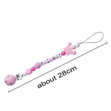 Load image into Gallery viewer, Pink Silicone Personalised Name Baby Pacifier Clips Crochet Beads Silicone Crown Pacifier Chain Holder For Kids and Baby Pacifier
