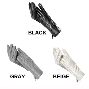 High grade women leather gloves,Genuine Leather Light grey warm women's winter mittens,Simple sheepskin gloves female-2226H
