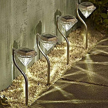 Load image into Gallery viewer, 4 Solar Garden Diamond LED Lamps In White Warm White And Multicolor Stainless Steel Lamps For Garden Pathway Yard
