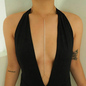 New Hot Women's Sexy Shiny Rhinestone Body Chains Ladies Copper Alloy Chest Chain Bikini Body Jewelry Necklace XR736