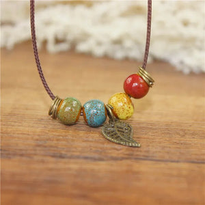 Miredo jewelry wholesale simple ceramic necklaces women's coin wood collar stone boho  necklace pendant free shipping #1460