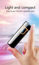 Load image into Gallery viewer, Luxury Modern USB Charging Electronic Lighter Windproof Slim Man Colorful Cigarette Lighter WIth Touch Sensor And Dragon Gravure Excellent for Gift
