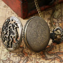 Load image into Gallery viewer, Vintage Ancient China Style Dragon Design Pocket Watch Quartz Watches Necklace Pendant Chain Women&#39;s Men&#39;s Gift Relogio De Bolso
