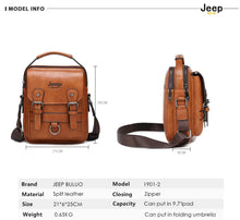 Load image into Gallery viewer, JEEP BULUO Multi-function Business Handbags Men New Man&#39;s Shoulder Bag Large Capacity Leather Messenger Bag Crossbody Big Brand
