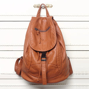 Luxury Famous Brand Designer Washed Leather Women Backpack Female Casual Shoulders Bag Teenager School Bag Fashion Women's Bags