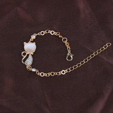 Load image into Gallery viewer, New Rose Gold Alloy Elegant Lovely Cat Bracelets Luxury For Women Femme Children Girl Gift Jewelry Charms Crystal Opals Rhinestone Bangle Chain
