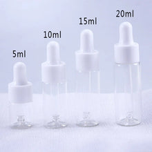 Load image into Gallery viewer, 10pcs/Lot 5ml 10ml 15ml 20ml Reagent Eye Dropper transparent Glass Aromatherapy Liquid Pipette Bottle Refillable Bottles
